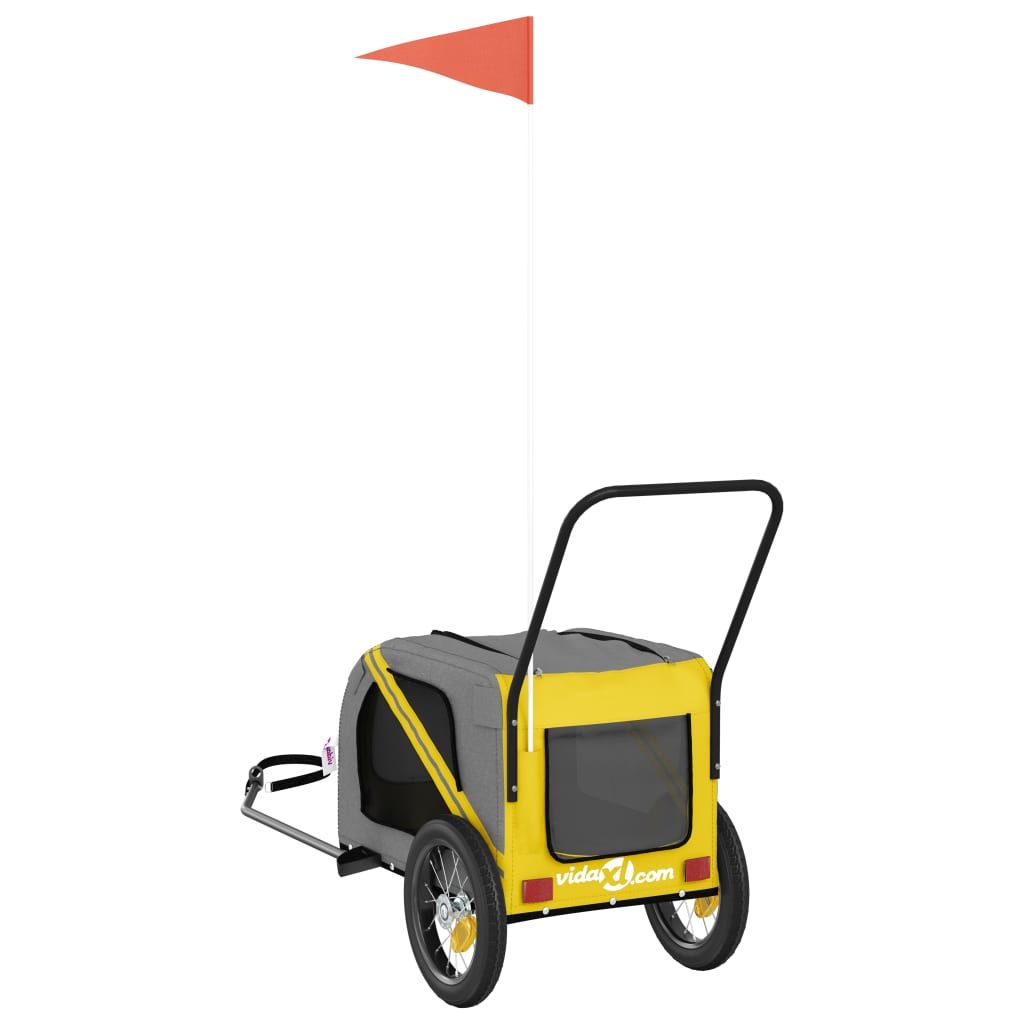 vidaXL Τρέιλερ Ποδηλάτου Κατοικίδιων Κίτρινο/ΜαύροOxford/Σίδηρο