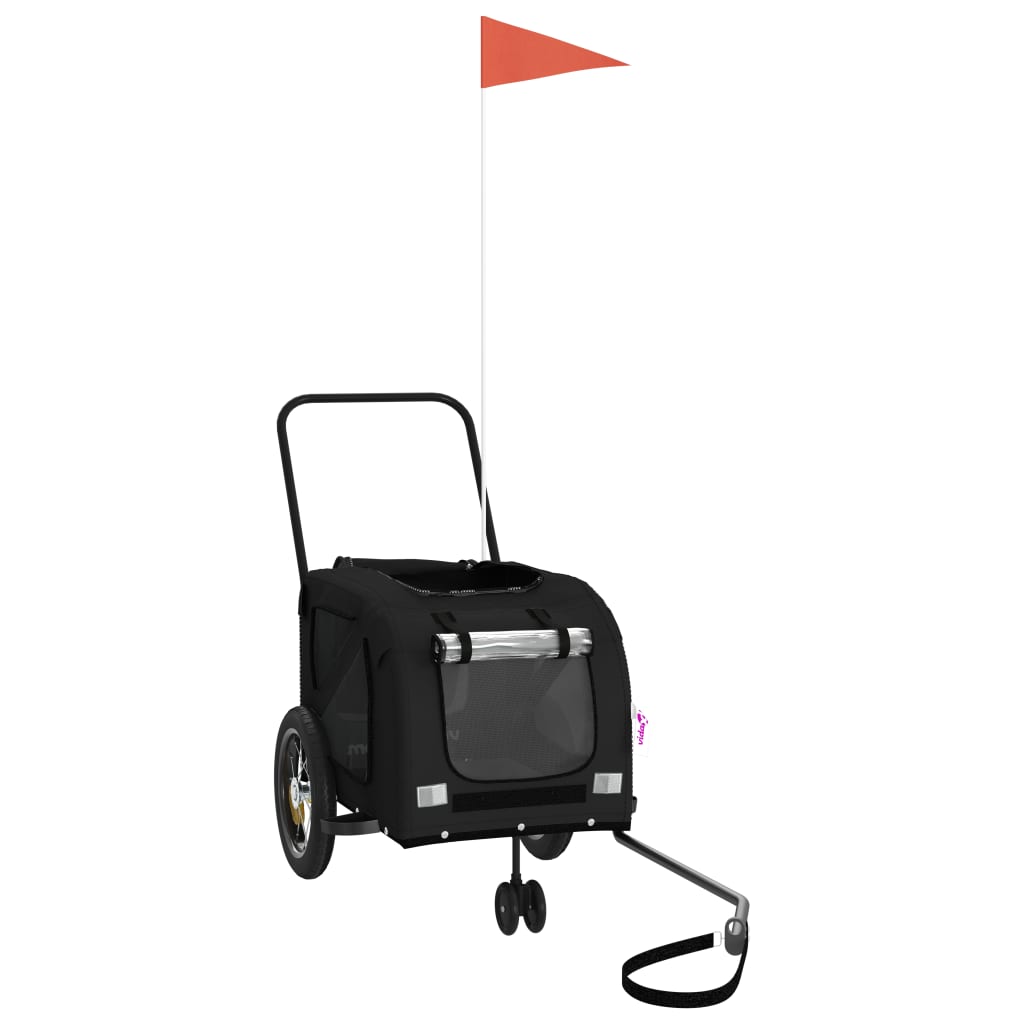 vidaXL Τρέιλερ Ποδηλάτου Κατοικίδιων Μαύρο Ύφασμα Oxford/Σίδηρος