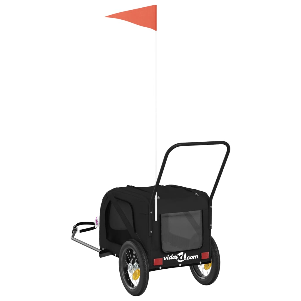 vidaXL Τρέιλερ Ποδηλάτου Κατοικίδιων Μαύρο Ύφασμα Oxford/Σίδηρος