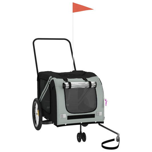 vidaXL Τρέιλερ Ποδηλάτου Κατοικίδιων Γκρι/Μαύρο Ύφασμα Oxford/Σίδηρος