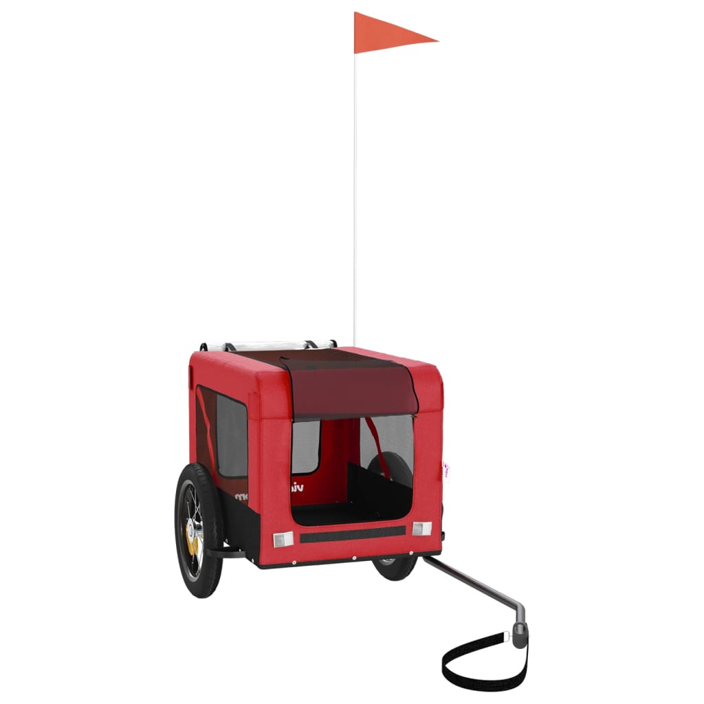 vidaXL Τρέιλερ Ποδηλάτου Κατοικίδιων Μαύρο/Κόκκινο Ύφασμα/Σίδηρος