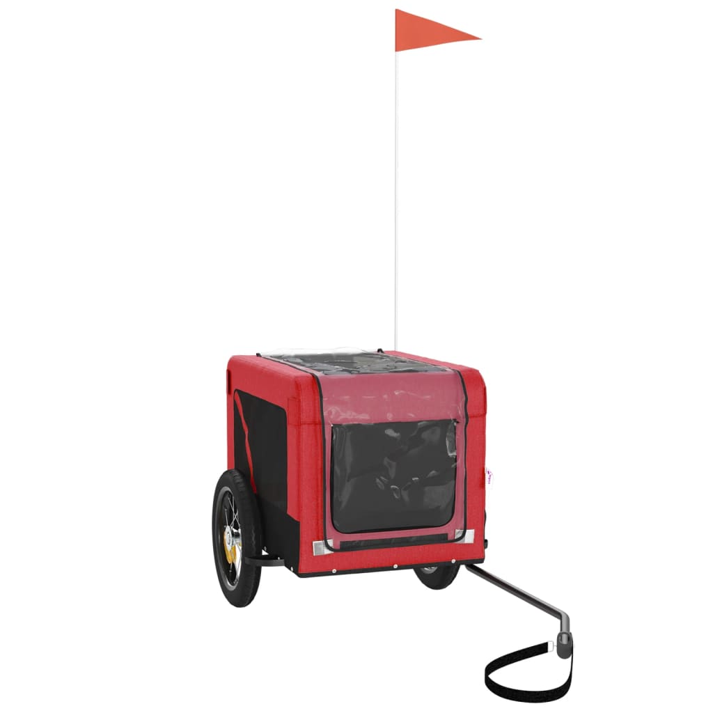 vidaXL Τρέιλερ Ποδηλάτου Κατοικίδιων Μαύρο/Κόκκινο Ύφασμα/Σίδηρος