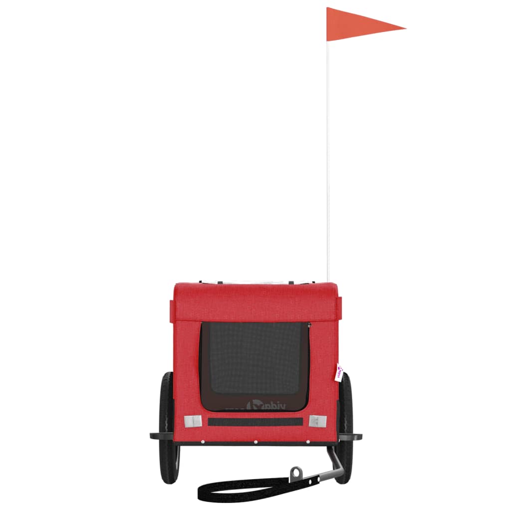 vidaXL Τρέιλερ Ποδηλάτου Κατοικίδιων Μαύρο/Κόκκινο Ύφασμα/Σίδηρος