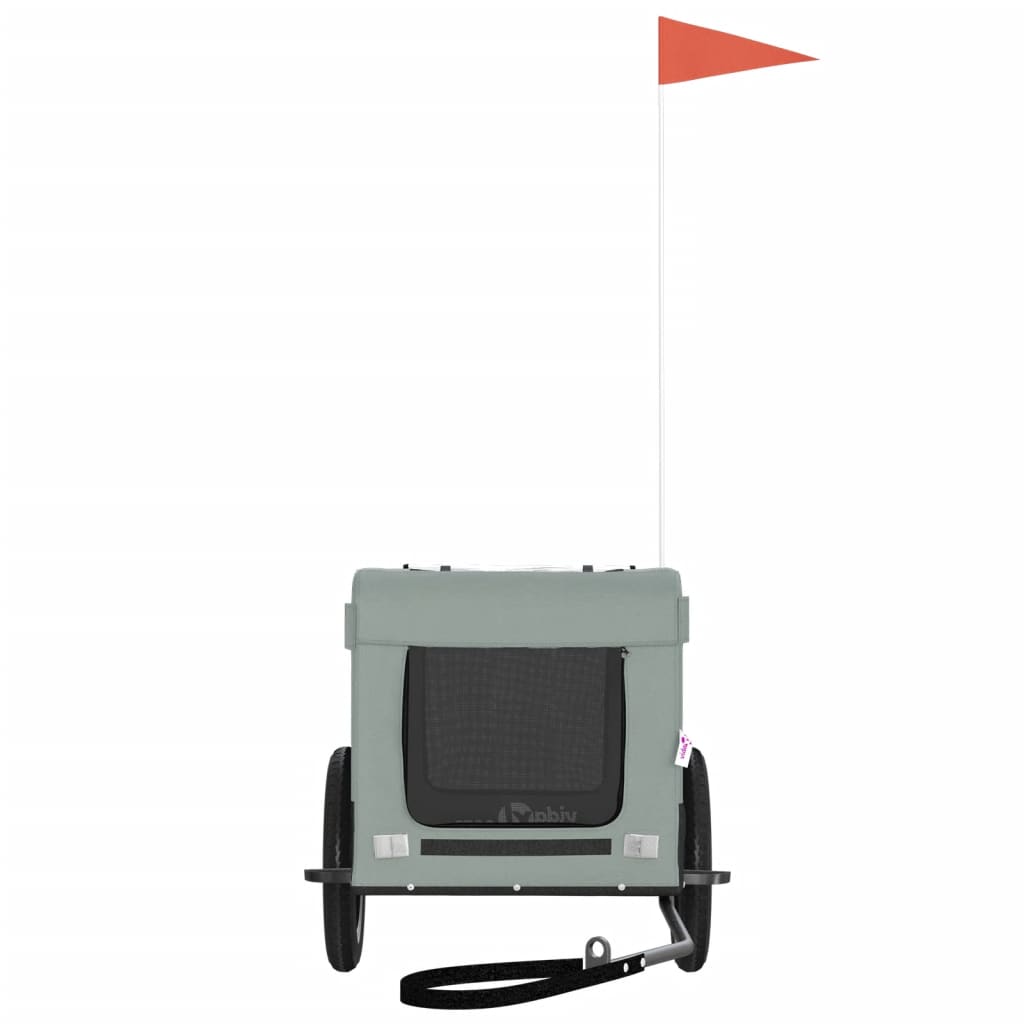 vidaXL Τρέιλερ Ποδηλάτου Κατοικίδιων Γκρι/Μαύρο Ύφασμα Oxford/Σίδηρος