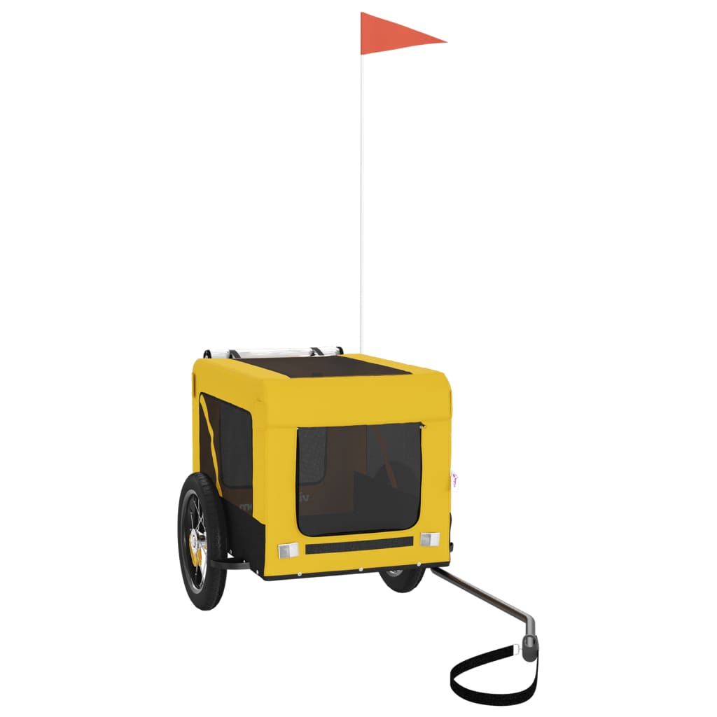 vidaXL Τρέιλερ Ποδηλάτου Κατοικίδιων Κίτρινο/ΜαύροOxford/Σίδηρο