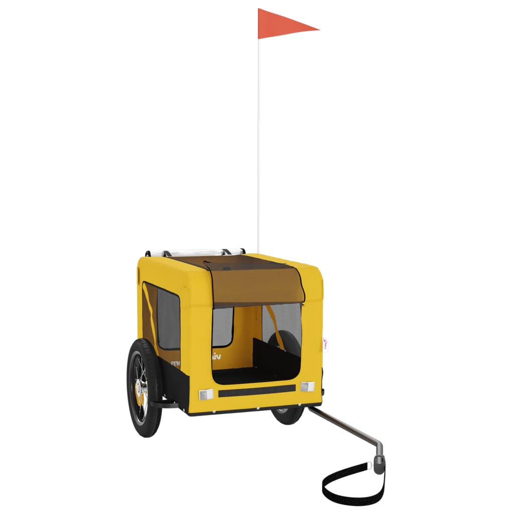 vidaXL Τρέιλερ Ποδηλάτου Κατοικίδιων Κίτρινο/ΜαύροOxford/Σίδηρο