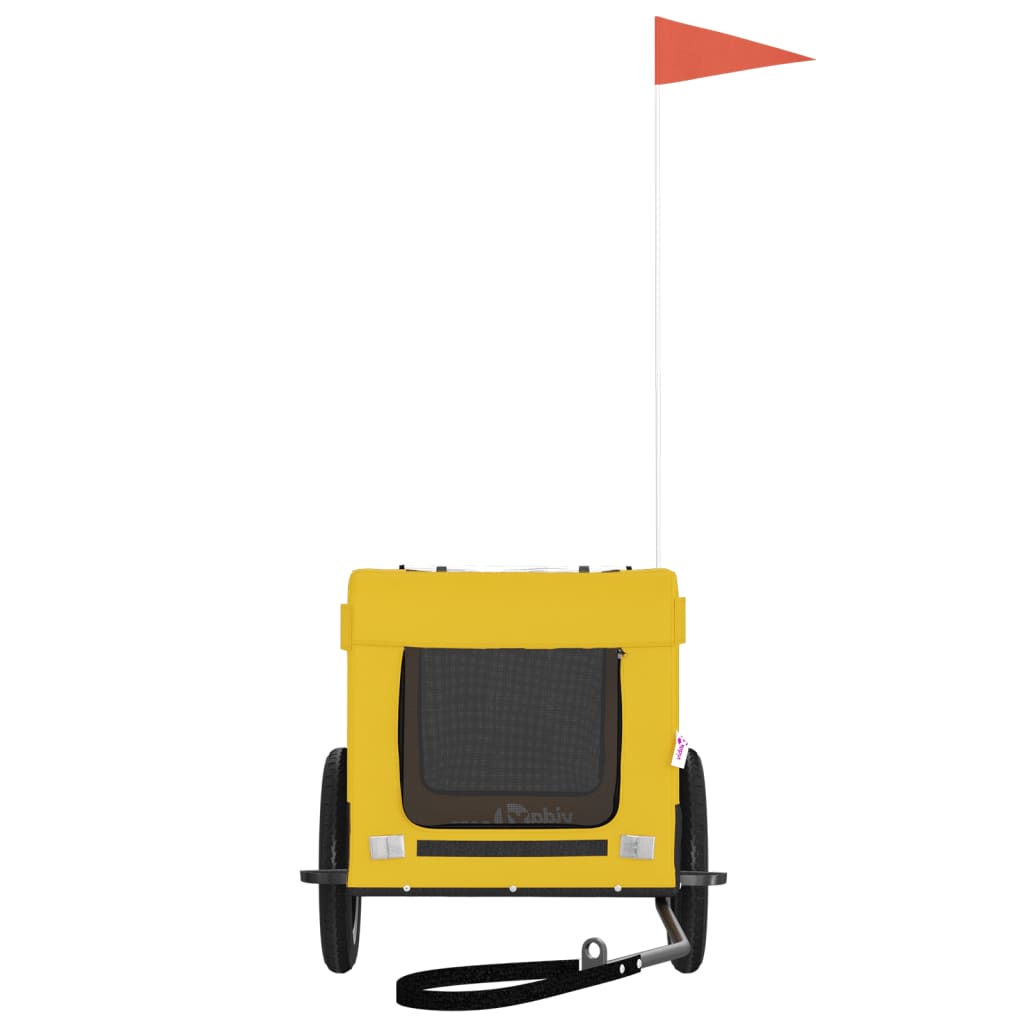 vidaXL Τρέιλερ Ποδηλάτου Κατοικίδιων Κίτρινο/ΜαύροOxford/Σίδηρο