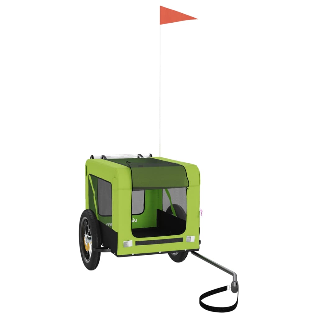 vidaXL Τρέιλερ Ποδηλάτου Κατοικίδιων Πράσινο/Μαύρο Oxford/Σίδηρος