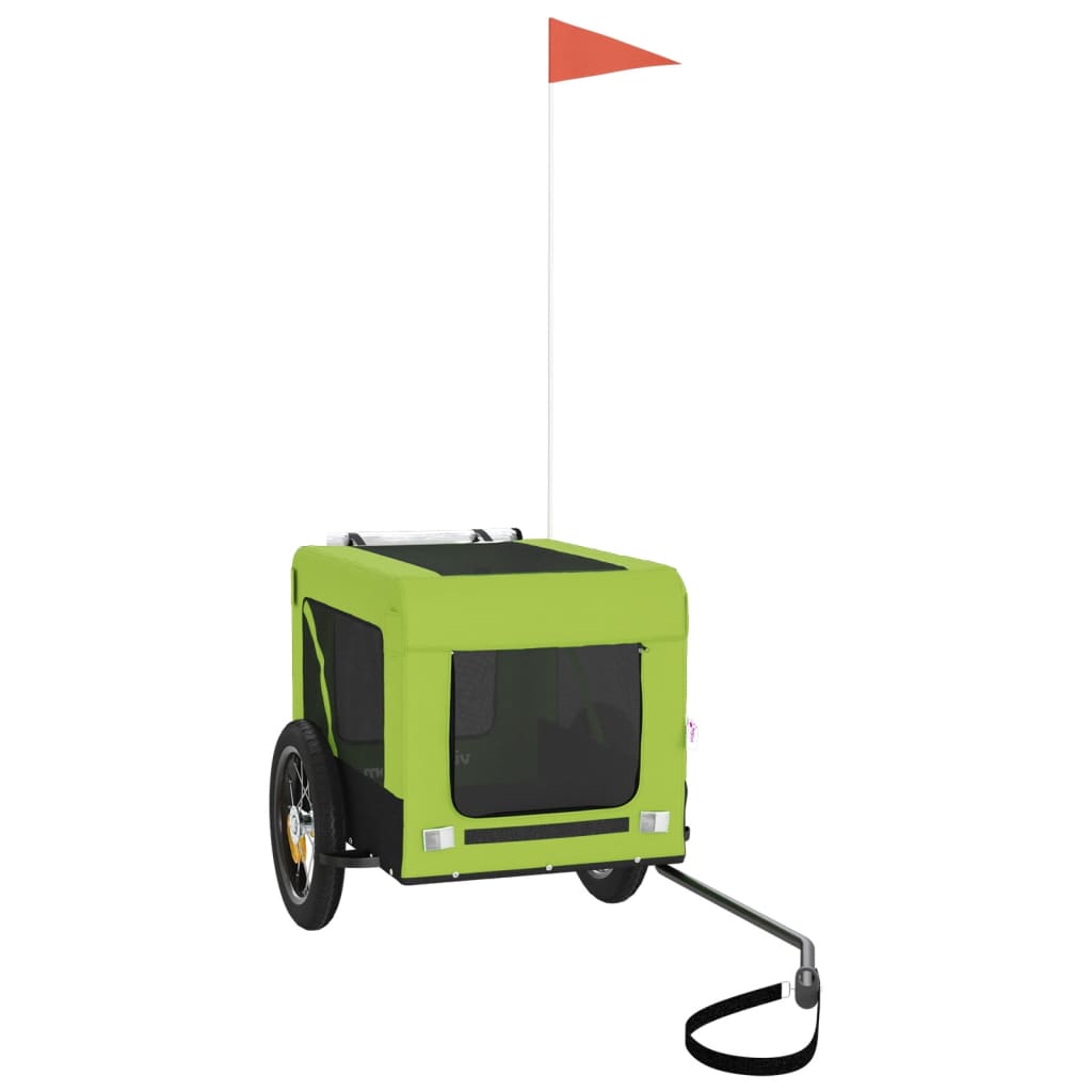 vidaXL Τρέιλερ Ποδηλάτου Κατοικίδιων Πράσινο/Μαύρο Oxford/Σίδηρος