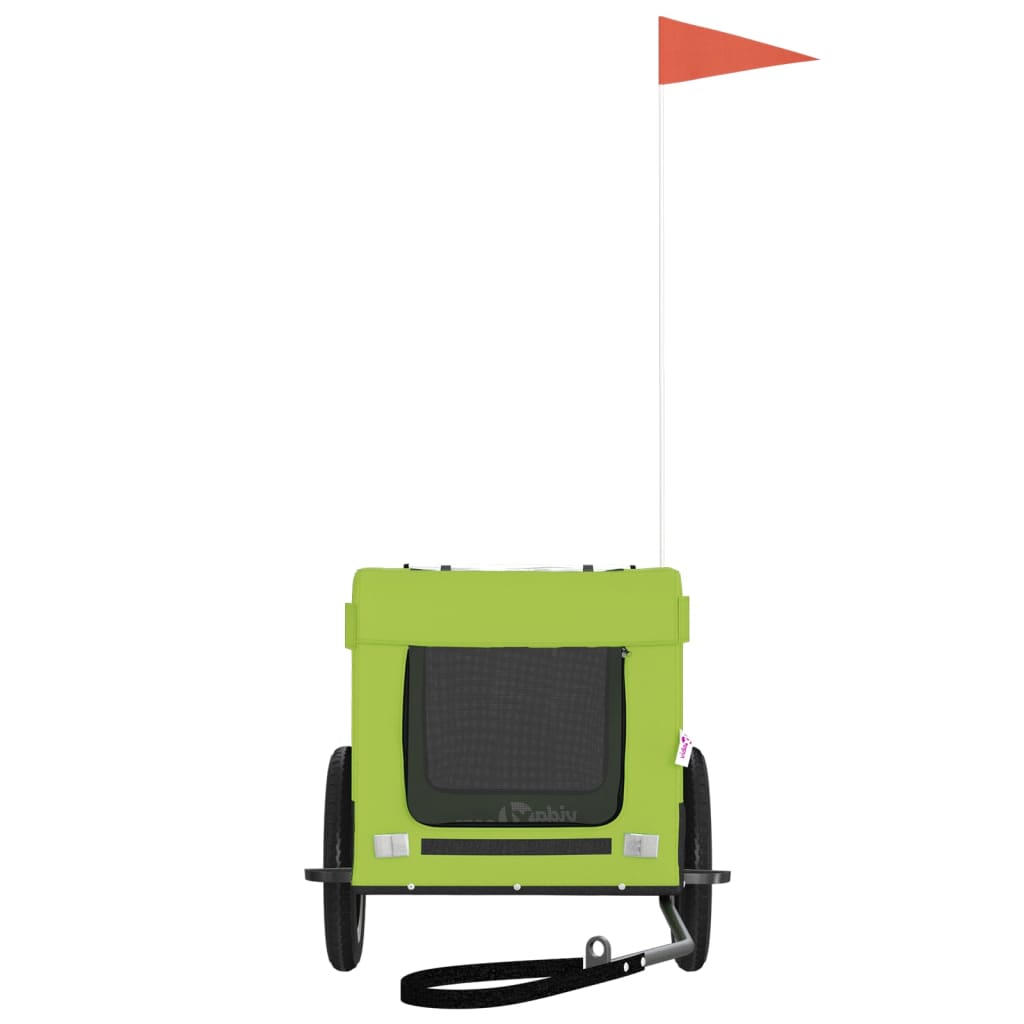 vidaXL Τρέιλερ Ποδηλάτου Κατοικίδιων Πράσινο/Μαύρο Oxford/Σίδηρος