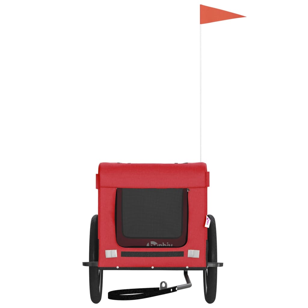 vidaXL Τρέιλερ Ποδηλάτου Κατοικίδιων Μαύρο/Κόκκινο Ύφασμα/Σίδηρος