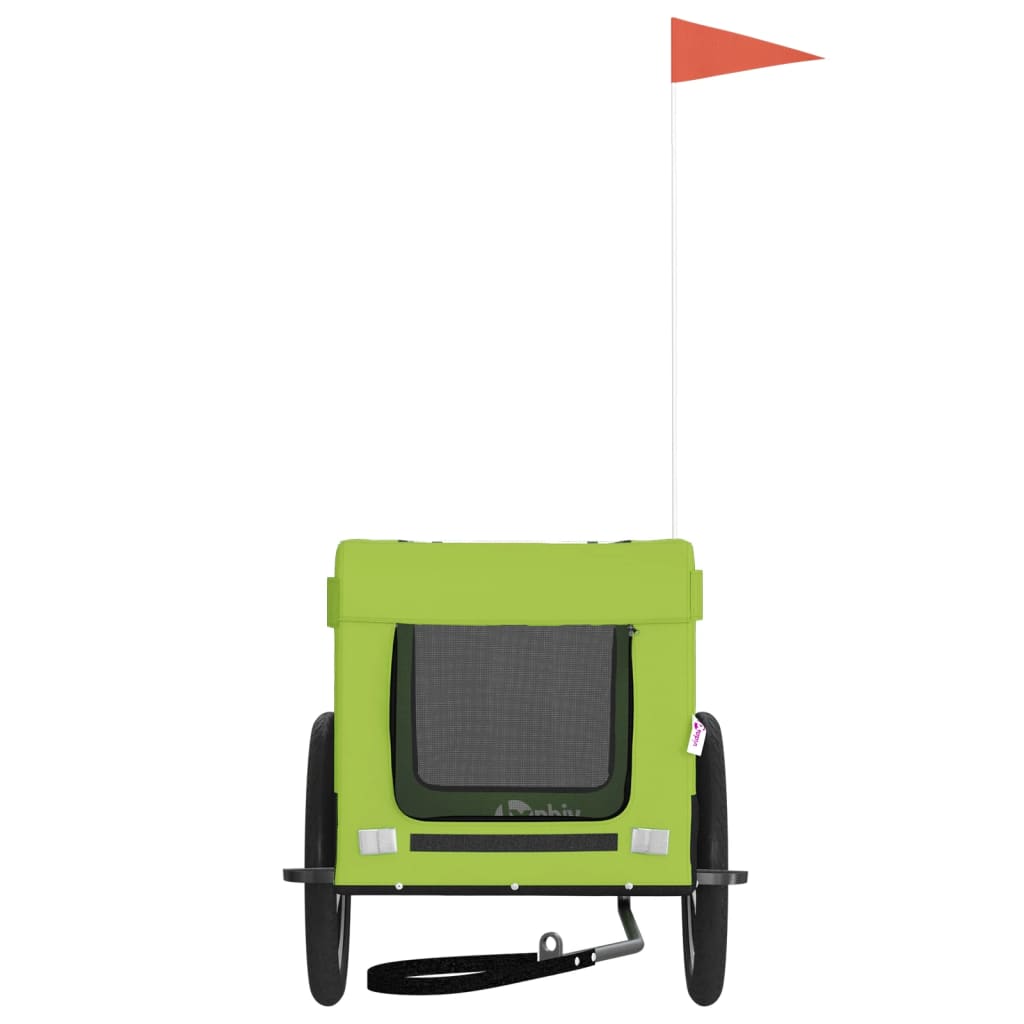 vidaXL Τρέιλερ Ποδηλάτου Κατοικίδιων Πράσινο/Μαύρο Oxford/Σίδηρος