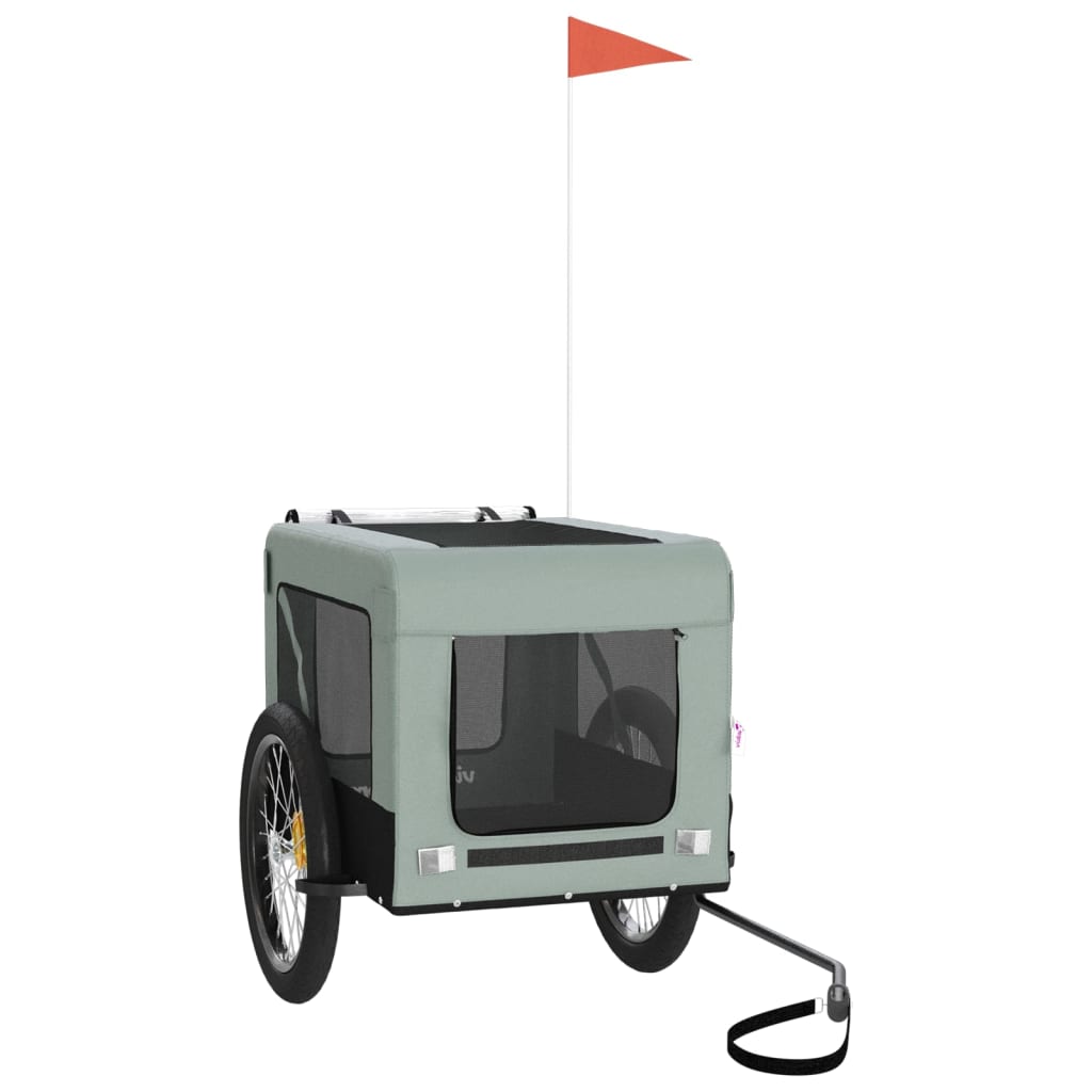 vidaXL Τρέιλερ Ποδηλάτου Κατοικίδιων Γκρι/Μαύρο Ύφασμα Oxford/Σίδηρος