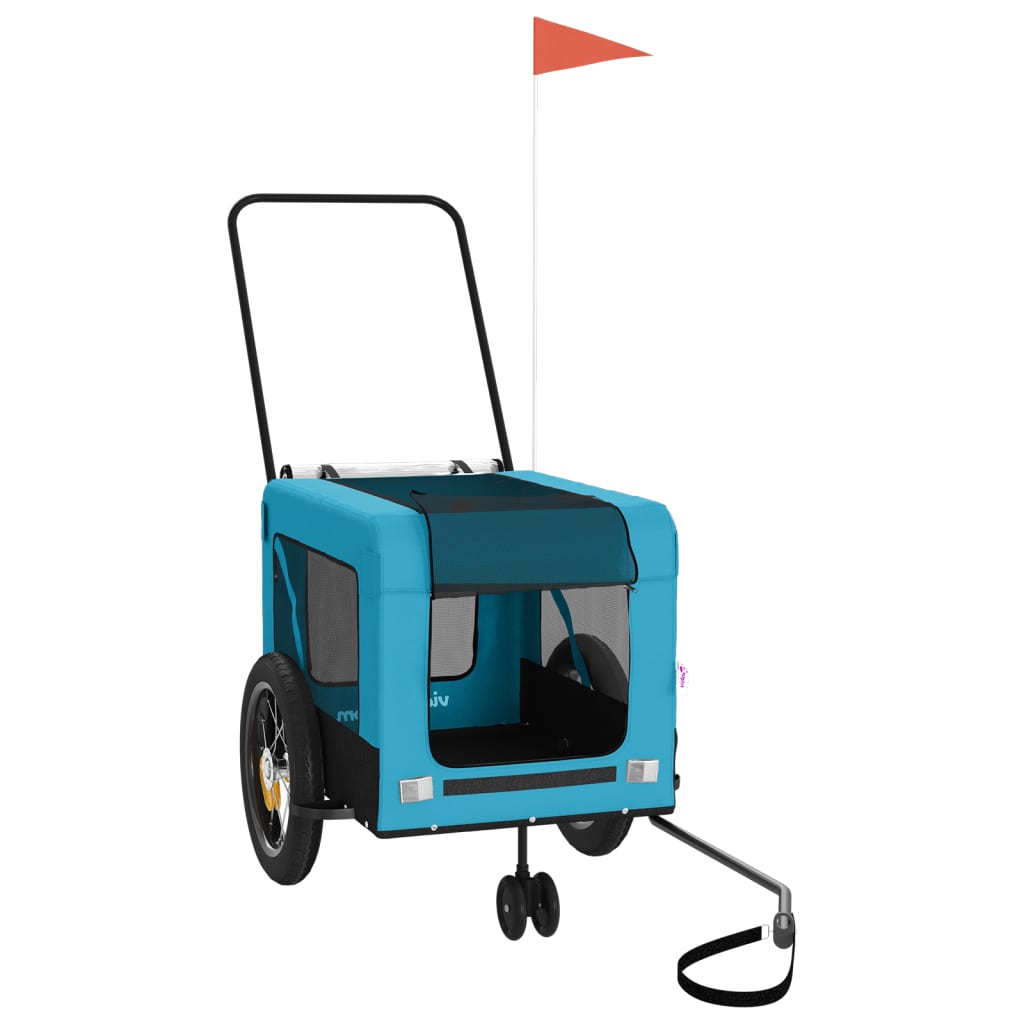 vidaXL Τρέιλερ Ποδηλάτου Κατοικίδιων Μπλε/Μαύρο Ύφασμα Oxford/Σίδηρος