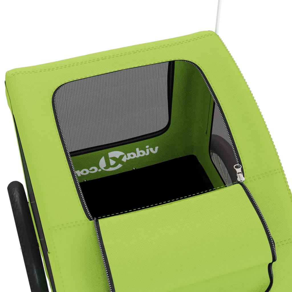 vidaXL Τρέιλερ Ποδηλάτου Κατοικίδιων Πράσινο Ύφασμα Oxford/Σίδηρο