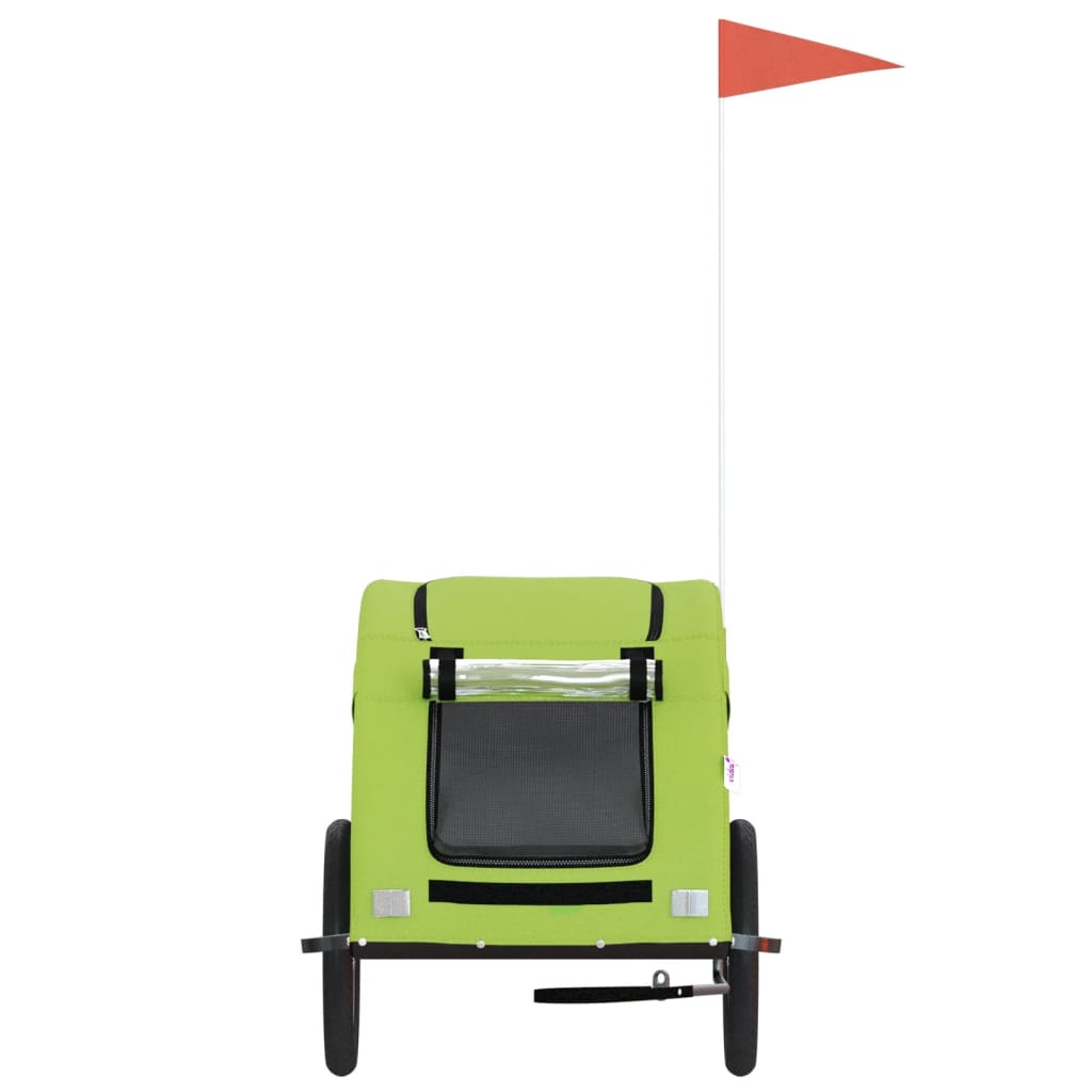 vidaXL Τρέιλερ Ποδηλάτου Κατοικίδιων Πράσινο Ύφασμα Oxford/Σίδηρο