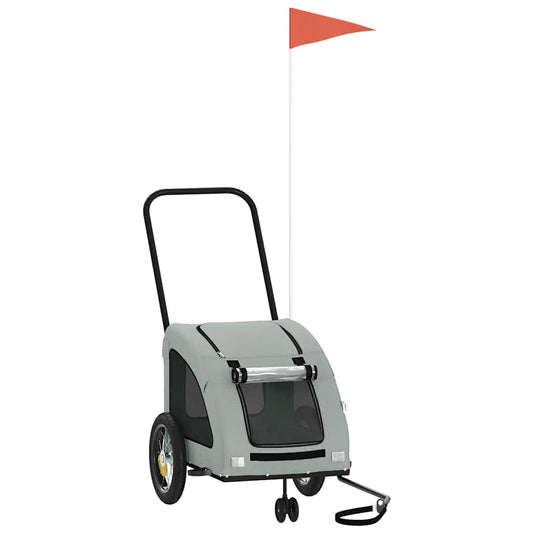 vidaXL Τρέιλερ Ποδηλάτου Κατοικίδιων Γκρι Ύφασμα Oxford/Σίδηρος