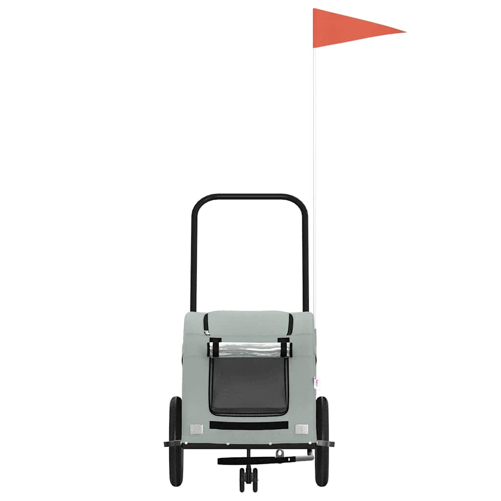 vidaXL Τρέιλερ Ποδηλάτου Κατοικίδιων Γκρι Ύφασμα Oxford/Σίδηρος