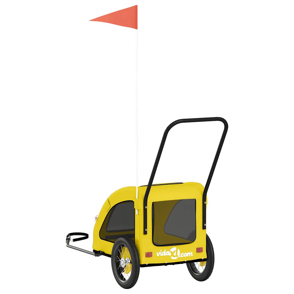 vidaXL Τρέιλερ Ποδηλάτου Κατοικίδιων Κίτρινο Ύφασμα Oxford/Σίδηρο