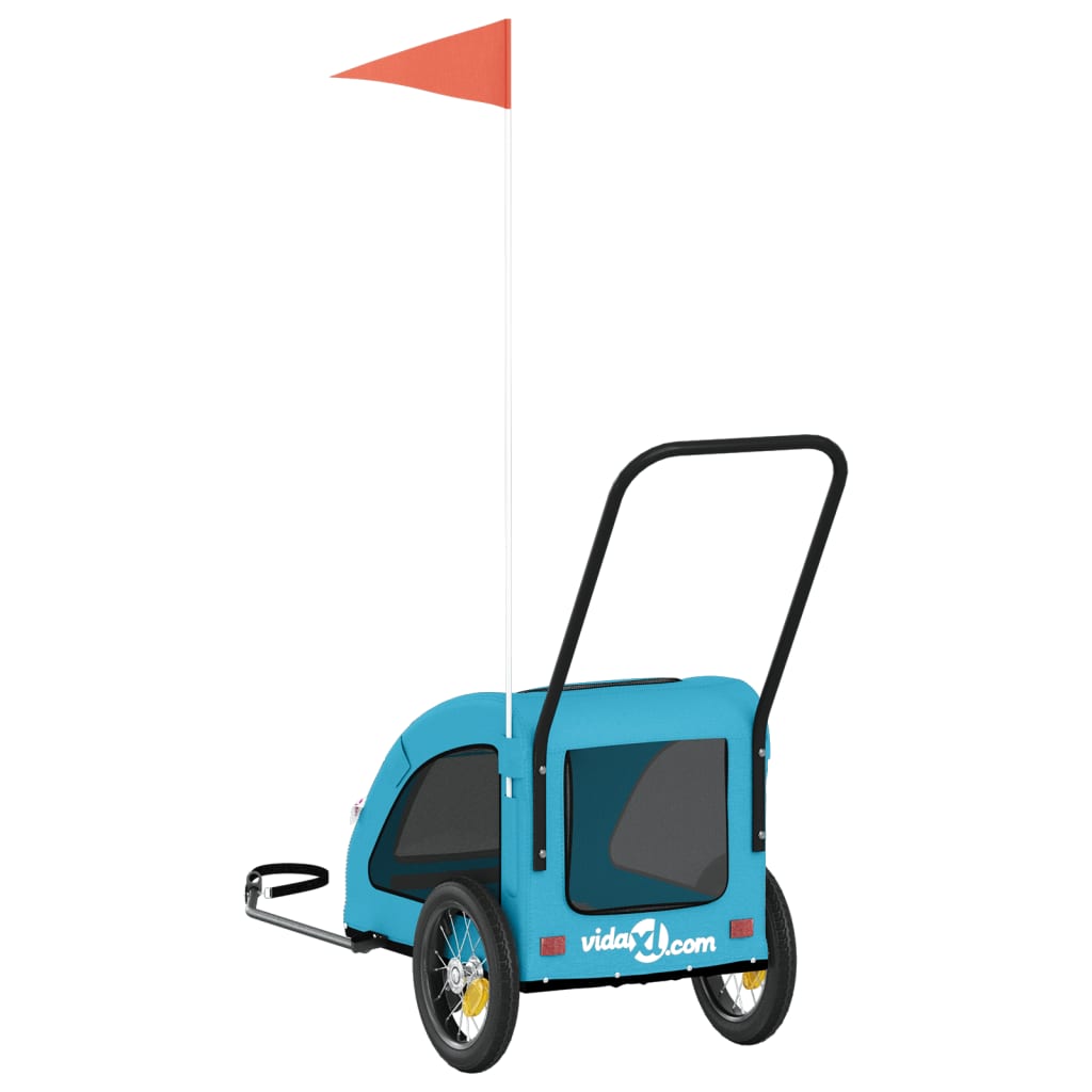 vidaXL Τρέιλερ Ποδηλάτου Κατοικίδιων Μπλε Ύφασμα Oxford/Σίδηρος