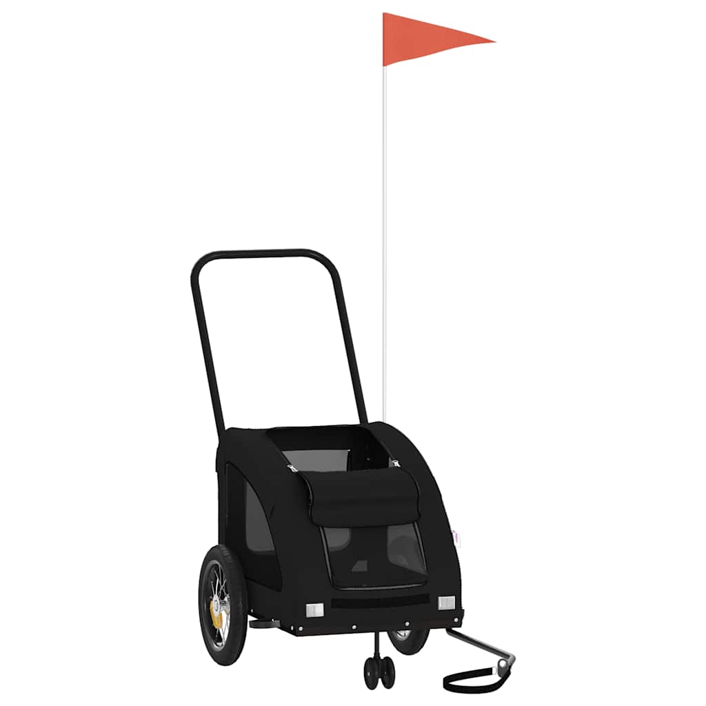 vidaXL Τρέιλερ Ποδηλάτου Κατοικίδιων Μαύρο Ύφασμα Oxford/Σίδηρος