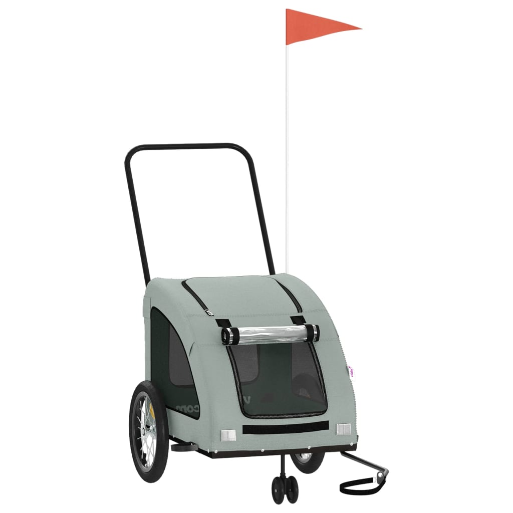 vidaXL Τρέιλερ Ποδηλάτου Κατοικίδιων Γκρι Ύφασμα Oxford/Σίδηρος