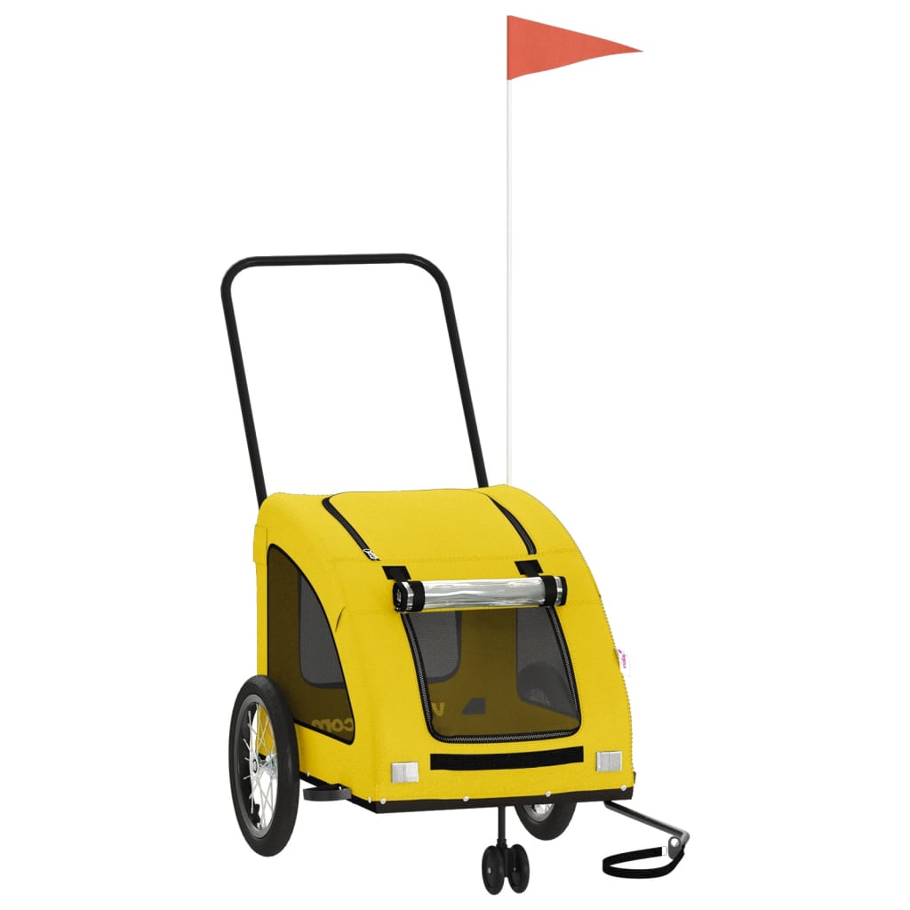 vidaXL Τρέιλερ Ποδηλάτου Κατοικίδιων Κίτρινο Ύφασμα Oxford/Σίδηρο