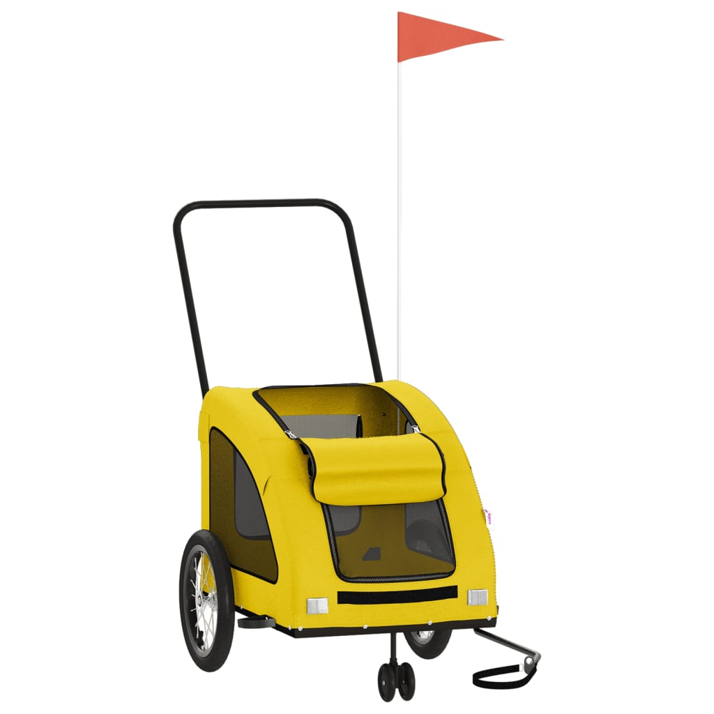 vidaXL Τρέιλερ Ποδηλάτου Κατοικίδιων Κίτρινο Ύφασμα Oxford/Σίδηρο