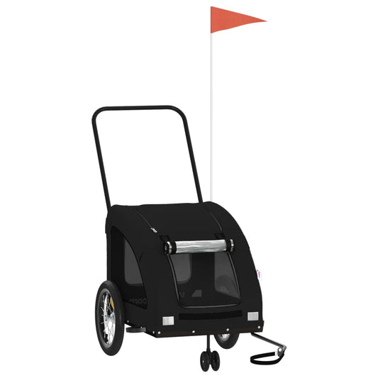 vidaXL Τρέιλερ Ποδηλάτου Κατοικίδιων Μαύρο Ύφασμα Oxford/Σίδηρος