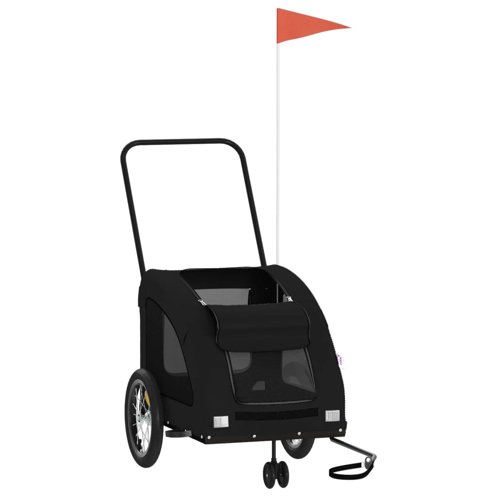 vidaXL Τρέιλερ Ποδηλάτου Κατοικίδιων Μαύρο Ύφασμα Oxford/Σίδηρος