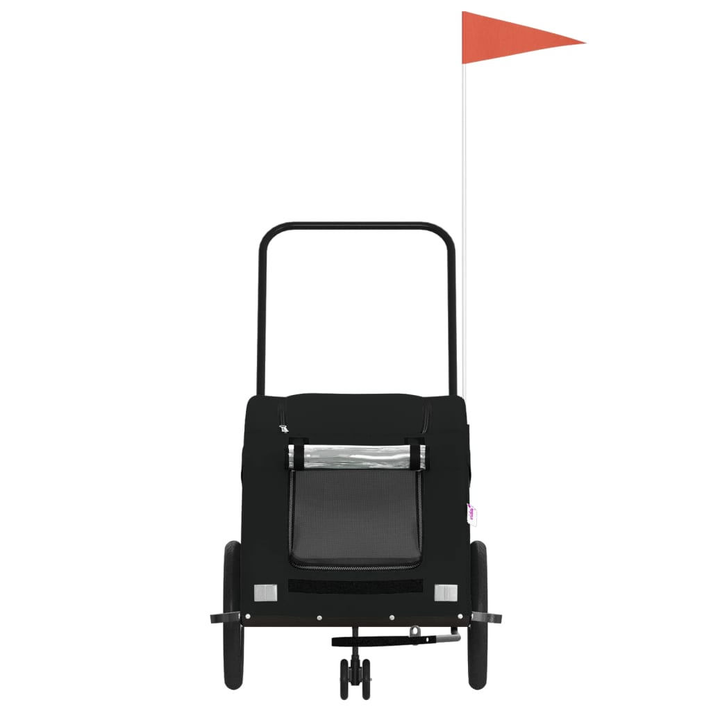 vidaXL Τρέιλερ Ποδηλάτου Κατοικίδιων Μαύρο Ύφασμα Oxford/Σίδηρος