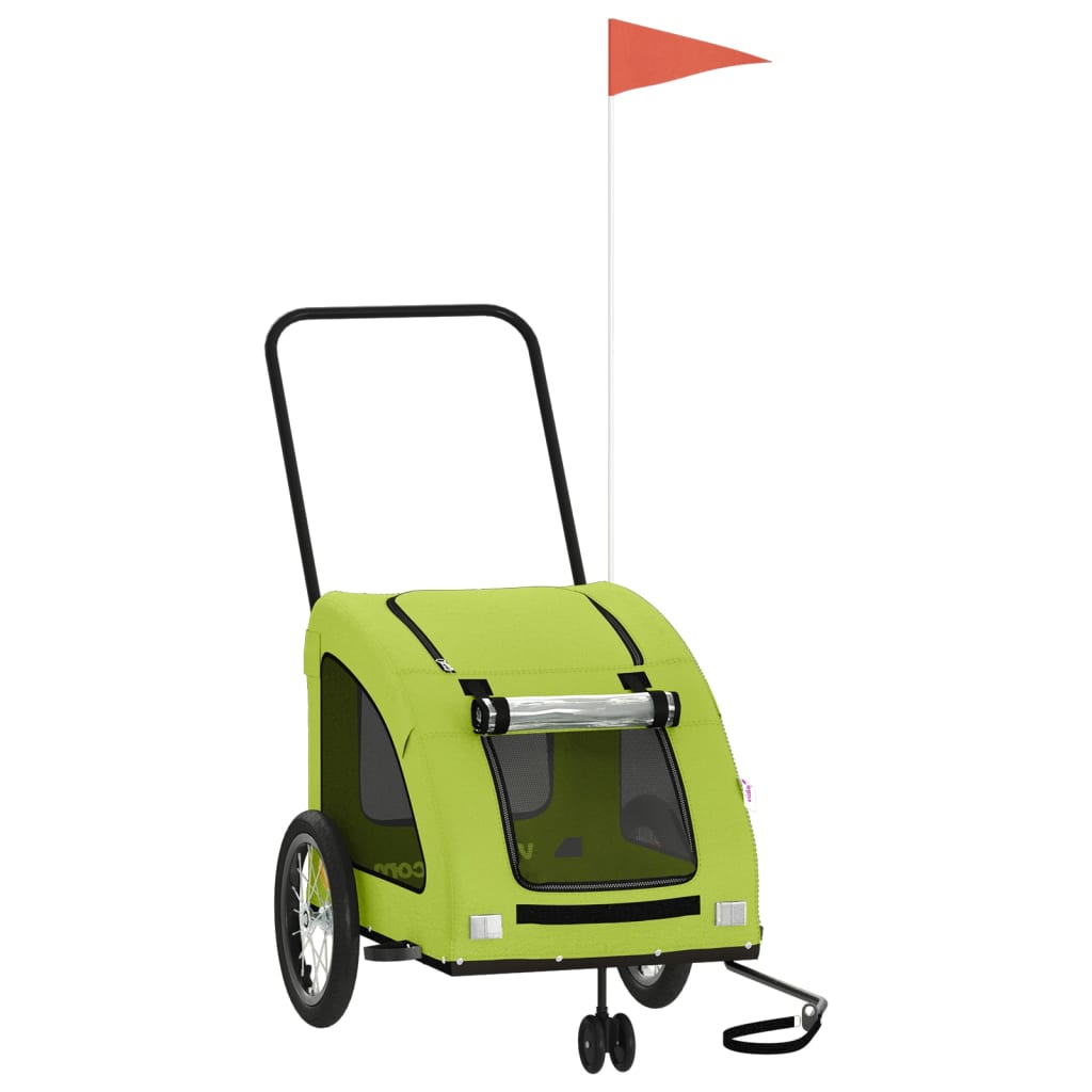 vidaXL Τρέιλερ Ποδηλάτου Κατοικίδιων Πράσινο Ύφασμα Oxford/Σίδηρο