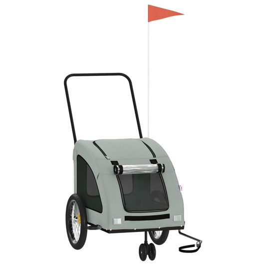 vidaXL Τρέιλερ Ποδηλάτου Κατοικίδιων Γκρι Ύφασμα Oxford/Σίδηρος