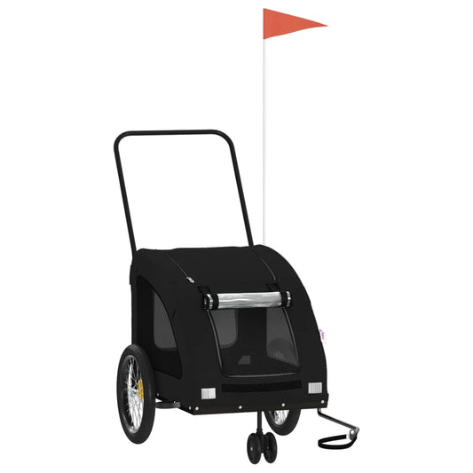 vidaXL Τρέιλερ Ποδηλάτου Κατοικίδιων Μαύρο Ύφασμα Oxford/Σίδηρος