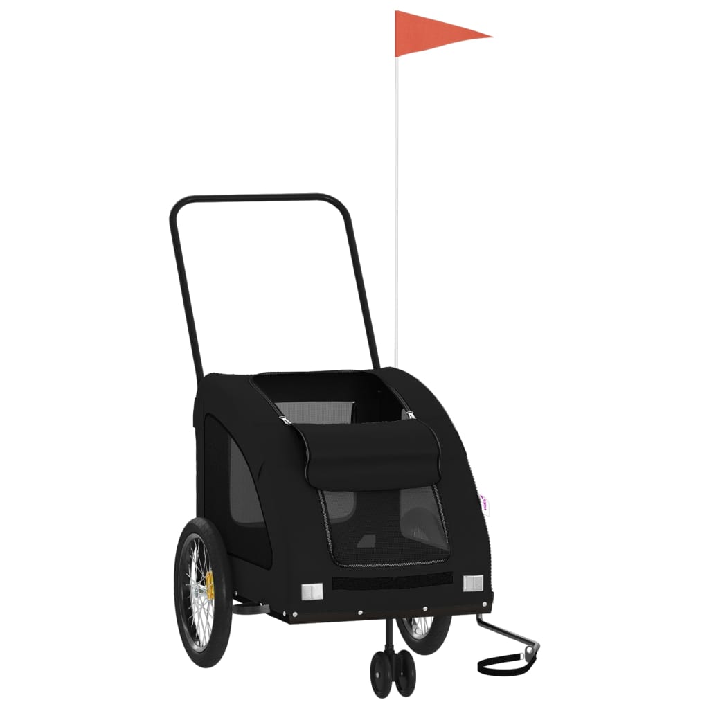 vidaXL Τρέιλερ Ποδηλάτου Κατοικίδιων Μαύρο Ύφασμα Oxford/Σίδηρος