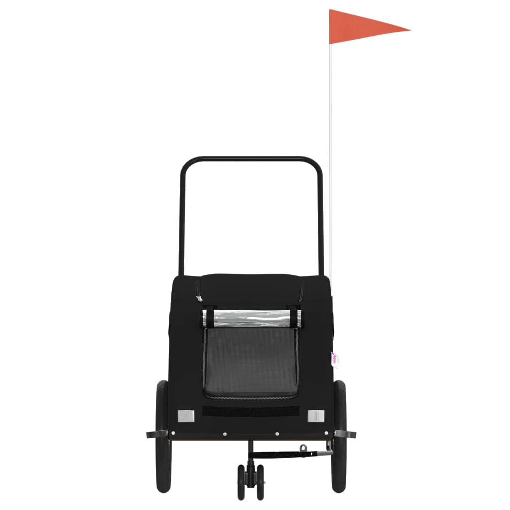 vidaXL Τρέιλερ Ποδηλάτου Κατοικίδιων Μαύρο Ύφασμα Oxford/Σίδηρος