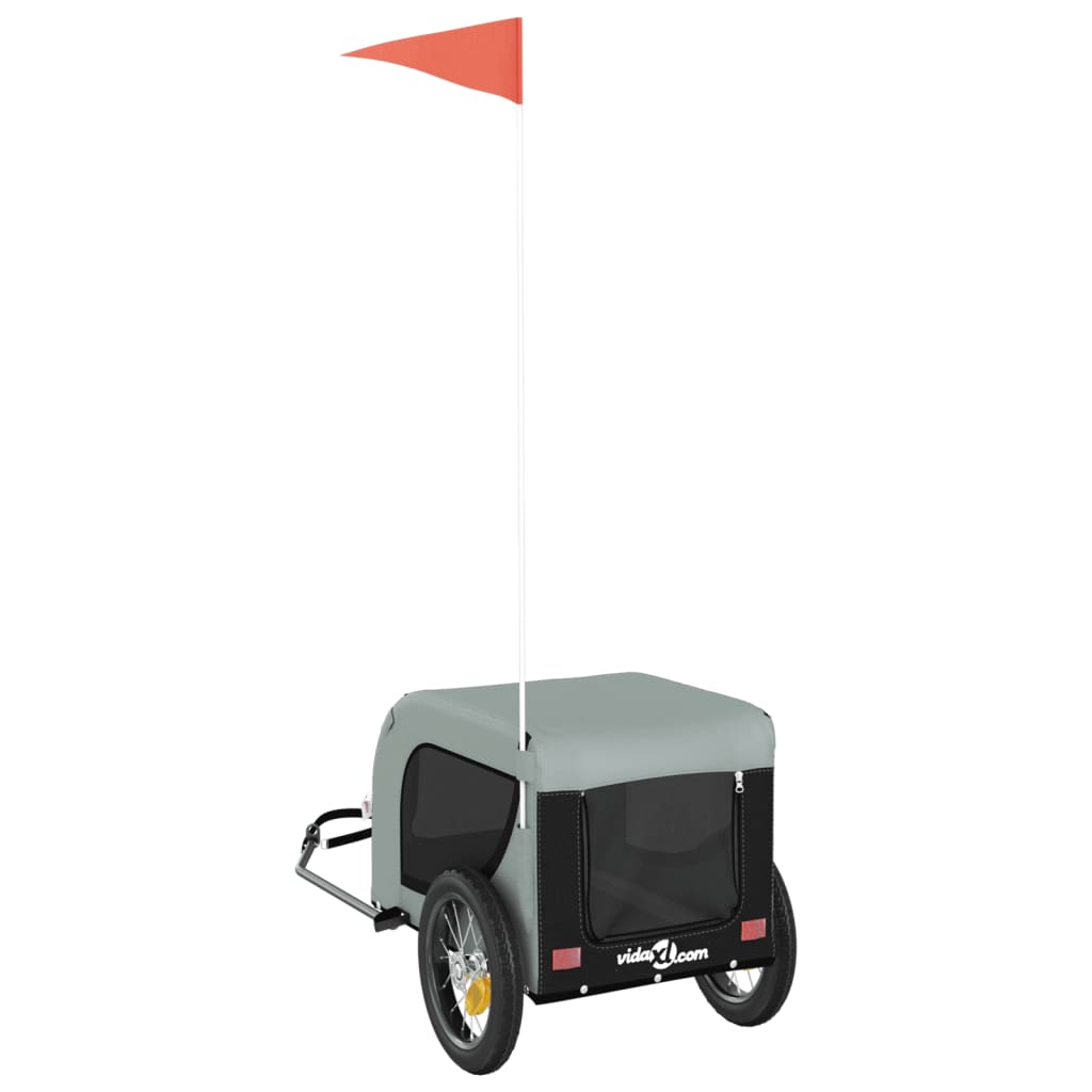 vidaXL Τρέιλερ Ποδηλάτου Κατοικίδιων Γκρι/Μαύρο Ύφασμα Oxford/Σίδηρος