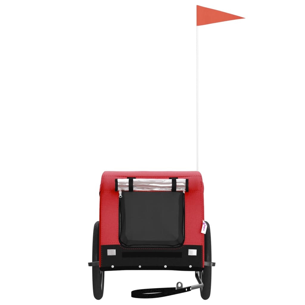 vidaXL Τρέιλερ Ποδηλάτου Κατοικίδιων Κόκκινο/Μαύρο Oxford/Σίδηρος