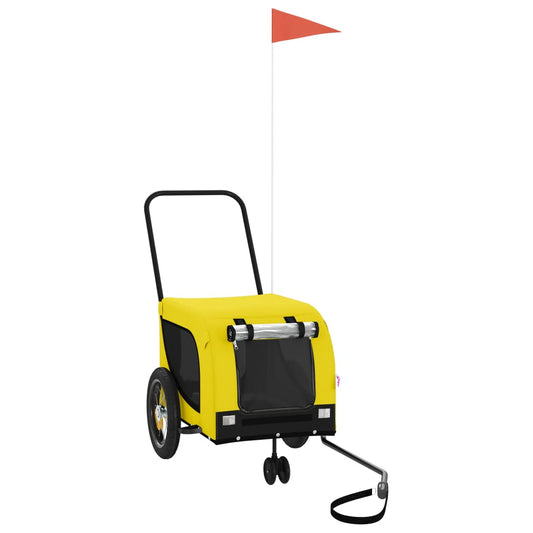 vidaXL Τρέιλερ Ποδηλάτου Κατοικίδιων Κίτρινο/ΜαύροOxford/Σίδηρο