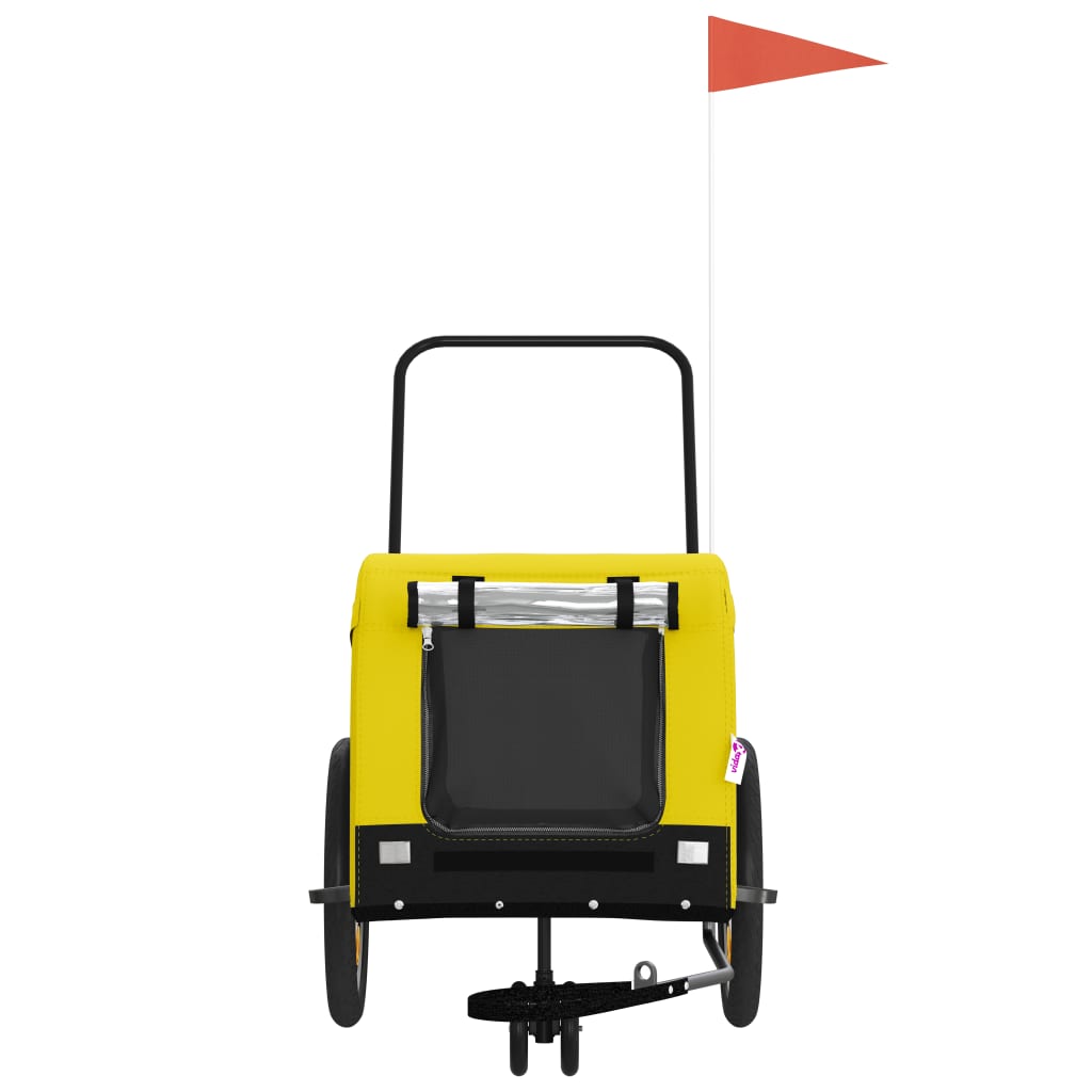 vidaXL Τρέιλερ Ποδηλάτου Κατοικίδιων Κίτρινο/ΜαύροOxford/Σίδηρο