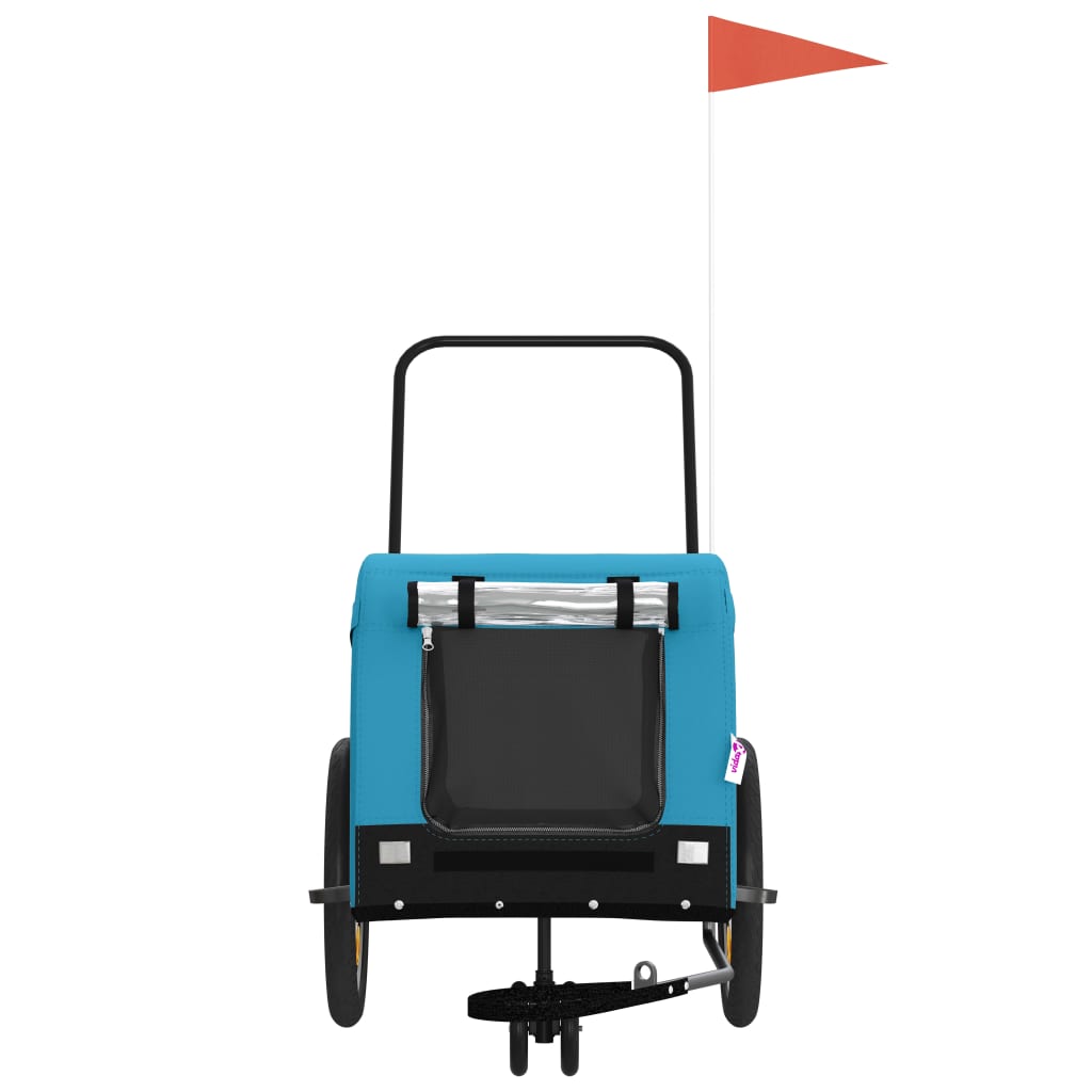 vidaXL Τρέιλερ Ποδηλάτου Κατοικίδιων Μπλε/Μαύρο Ύφασμα Oxford/Σίδηρος