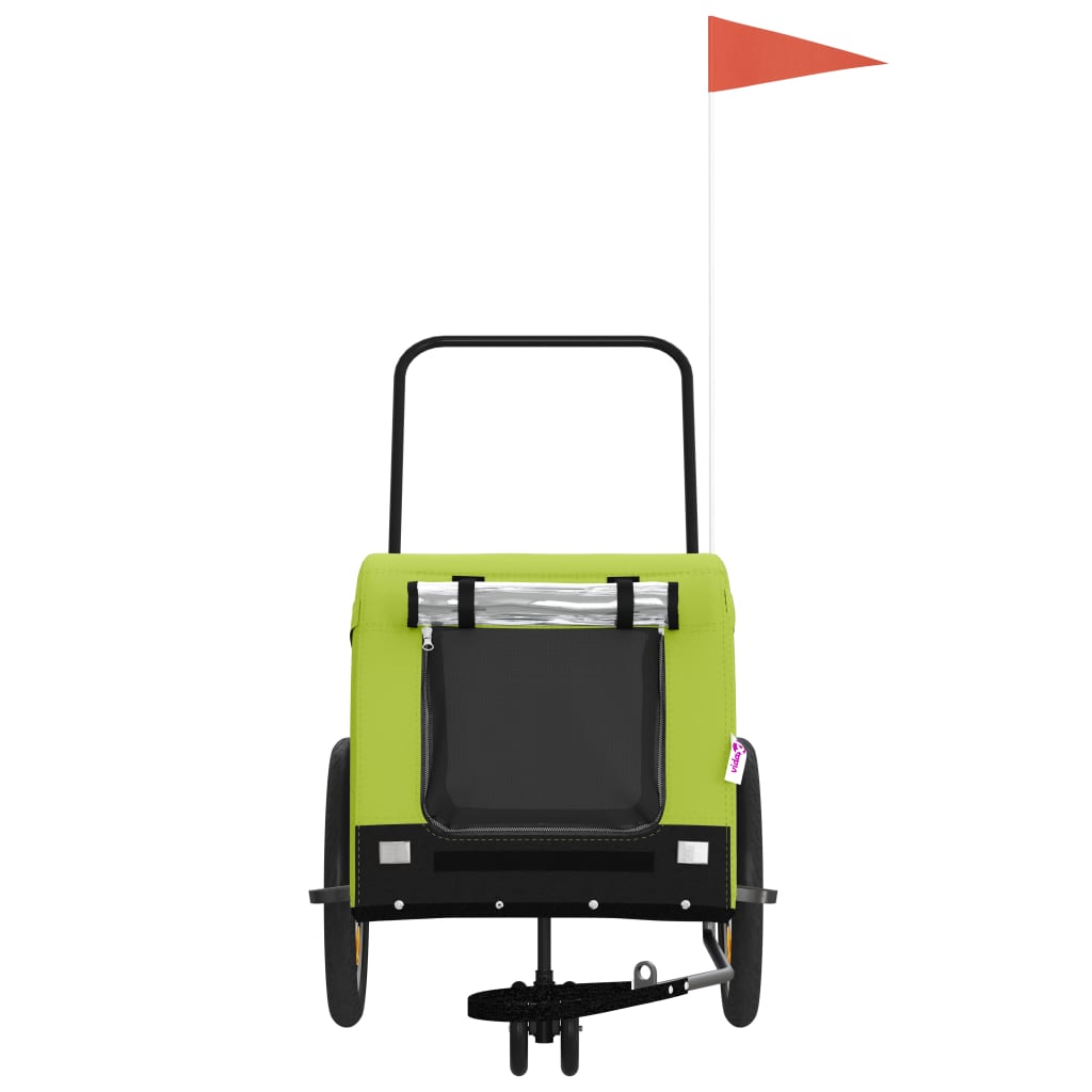 vidaXL Τρέιλερ Ποδηλάτου Κατοικίδιων Πράσινο/Μαύρο Oxford/Σίδηρος