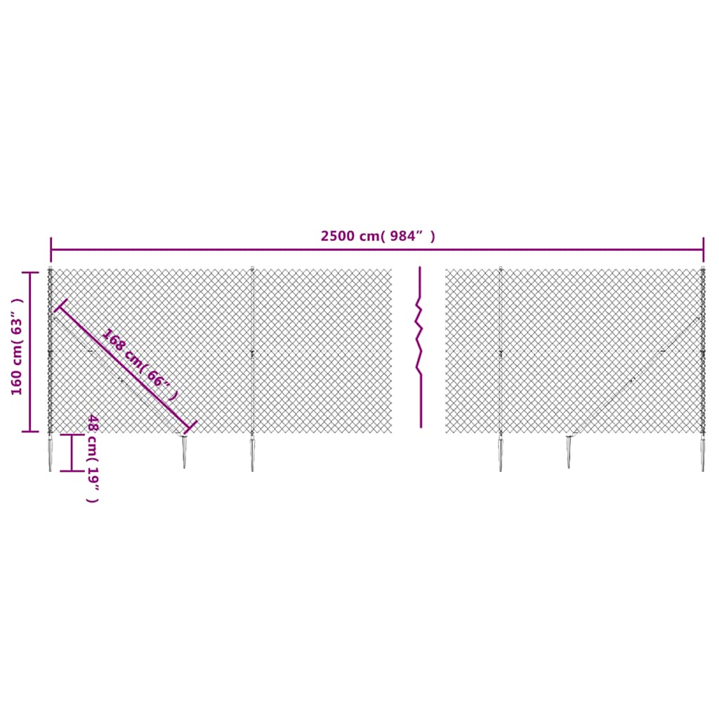 vidaXL Συρματόπλεγμα Περίφραξης Πράσινο 1,6 x 25 μ. με Καρφωτές Βάσεις