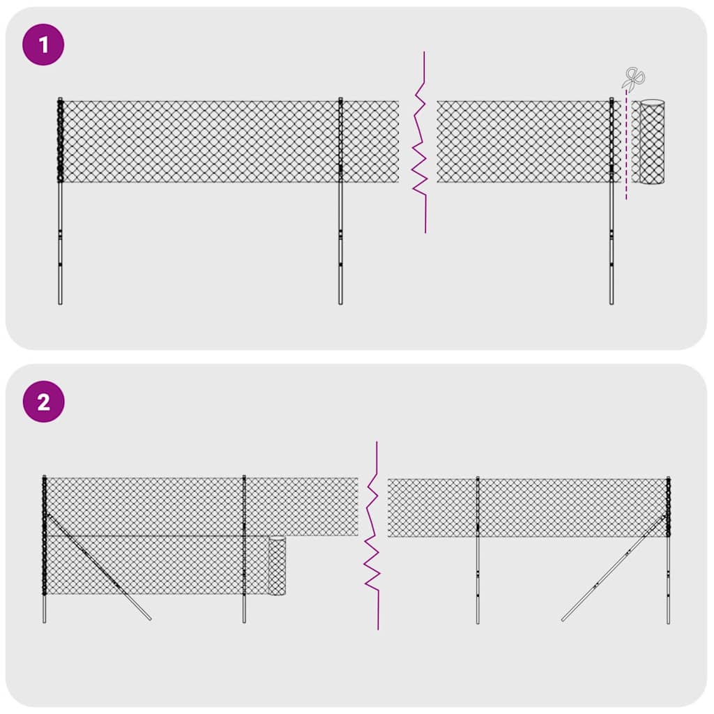 vidaXL Συρματόπλεγμα Περίφραξης Ανθρακί 1,8 x 25 μ. με Καρφωτές Βάσεις