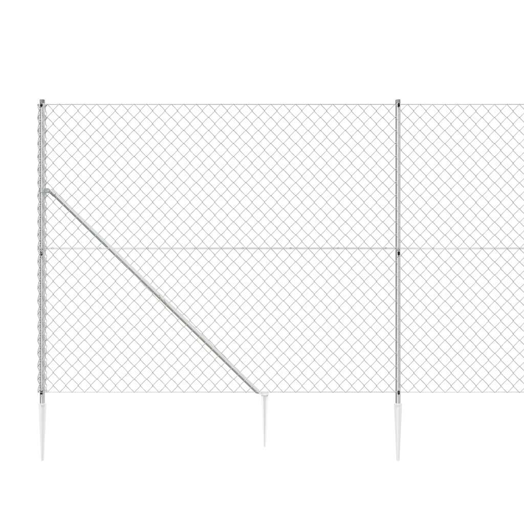 vidaXL Συρματόπλεγμα Περίφραξης Ασημί 1,4 x 25 μ. με Καρφωτές Βάσεις