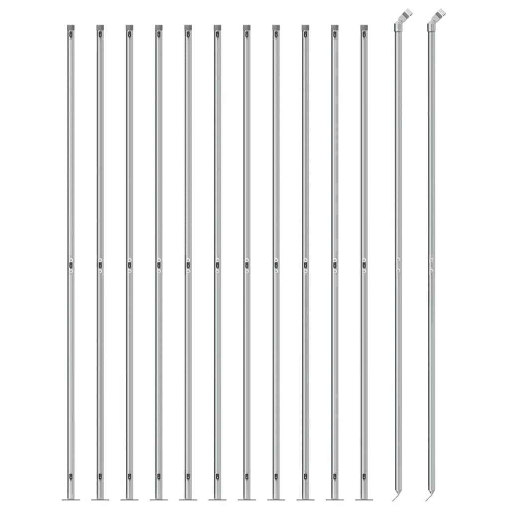 vidaXL Συρματόπλεγμα Περίφραξης Ασημί 1,6 x 25 μ. με Βάσεις Φλάντζα