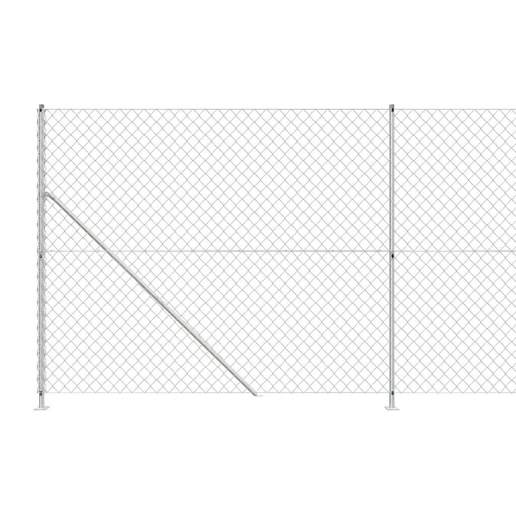 vidaXL Συρματόπλεγμα Περίφραξης Ασημί 1,6 x 25 μ. με Βάσεις Φλάντζα