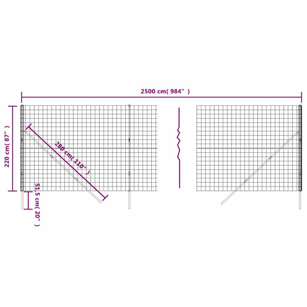 vidaXL Συρματόπλεγμα Περίφραξης Πράσινο 1,2x25 μ. Γαλβανισμένο Ατσάλι