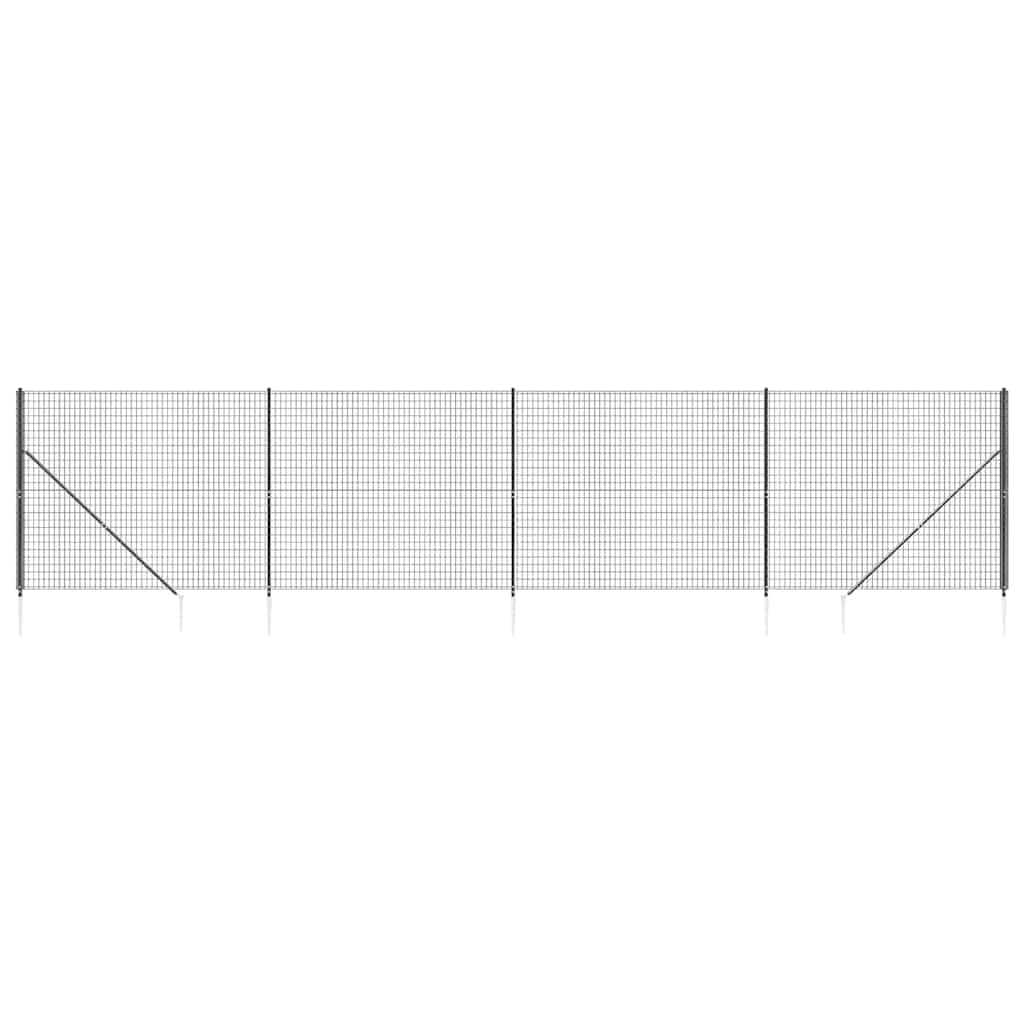 vidaXL Συρματόπλεγμα Περίφραξης Ανθρακί 2,2x10 μ. με Καρφωτές Βάσεις