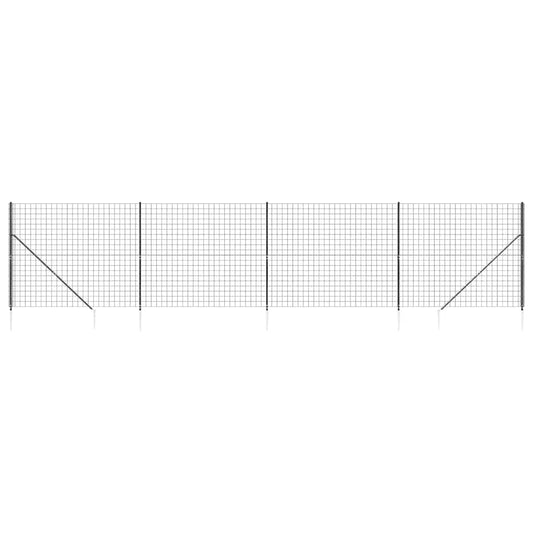 vidaXL Συρματόπλεγμα Περίφραξης Ανθρακί 1,6 x 10 μ. με Καρφωτές Βάσεις